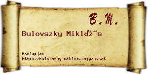 Bulovszky Miklós névjegykártya
